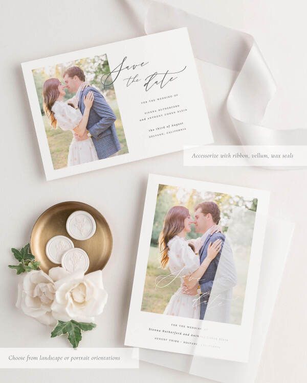Sienna Photo Save the Date with Silk Ribbon