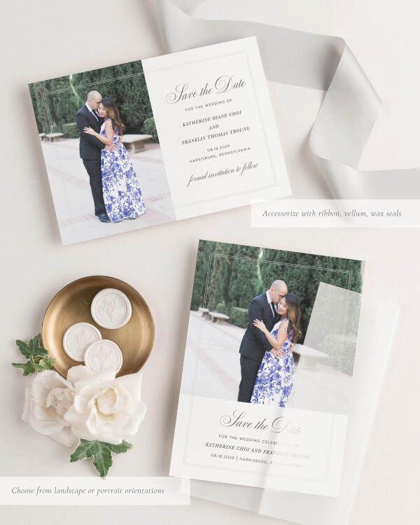 Simply Classic Photo Save the Date with Silk Ribbon
