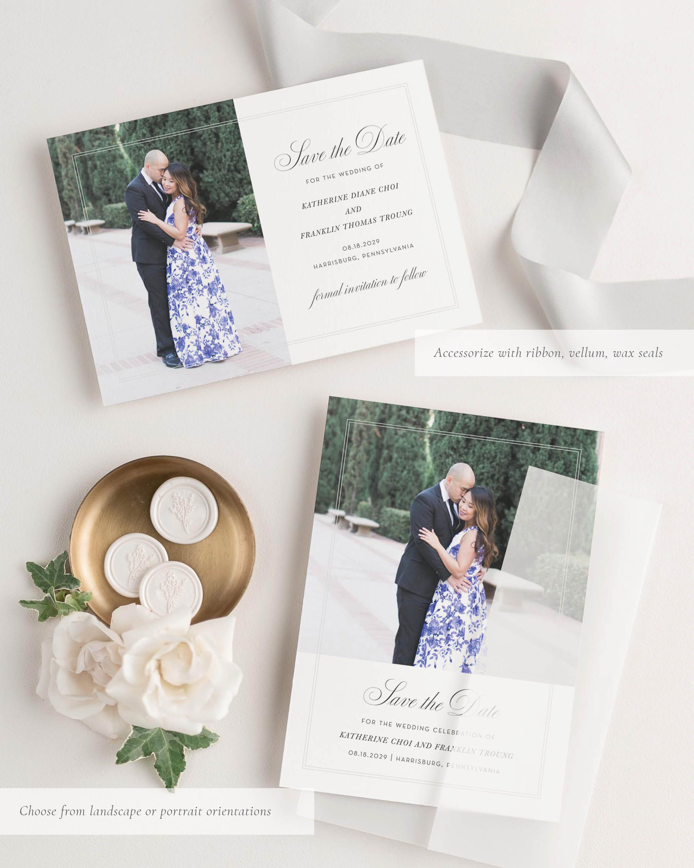 Simply Classic Photo Save the Date with Silk Ribbon