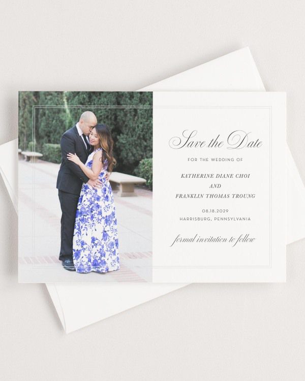 Save the dates with border and photo