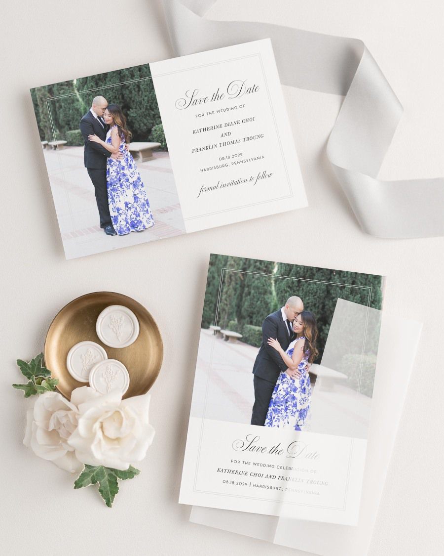 Simply Classic Photo Save the Date with Silk Ribbon