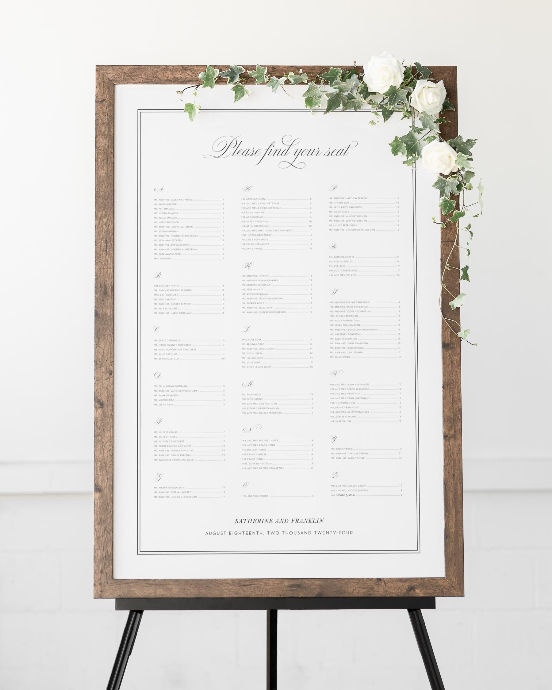 Simply Classic Seating Charts