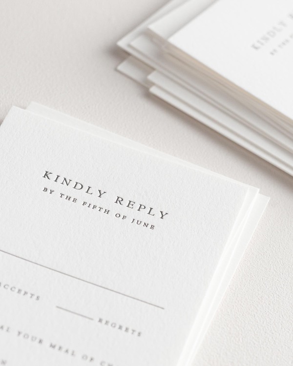 Dreamy close up shot of Sloan response cards. Deep impressions in the paper are a result of the letterpress printing process.