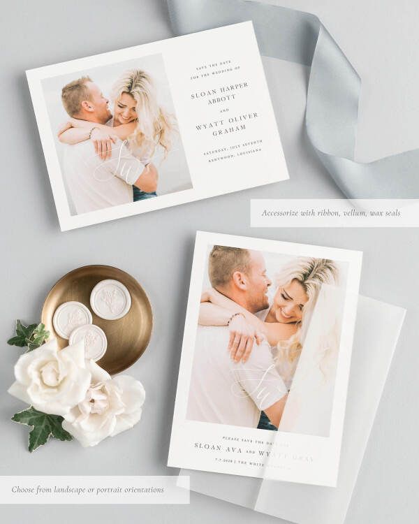 Sloan Photo Save the Date with Silk Ribbon
