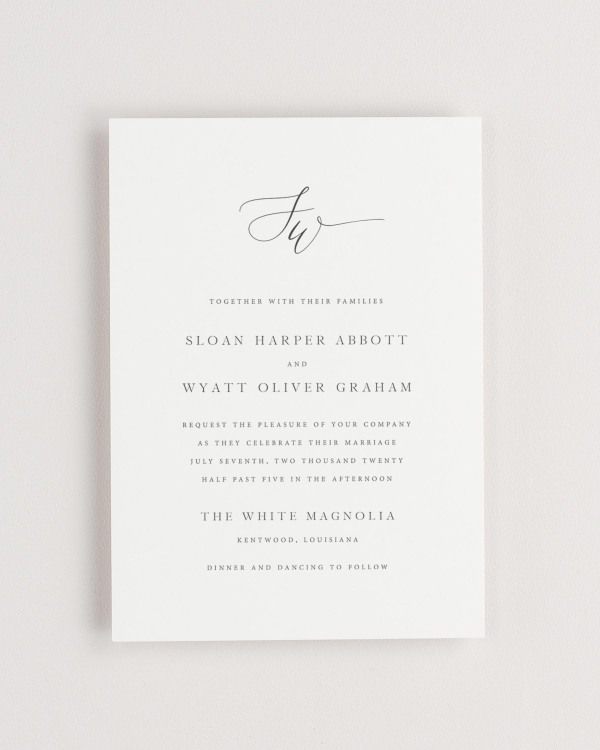 Simple close-up of Sloan invitation.