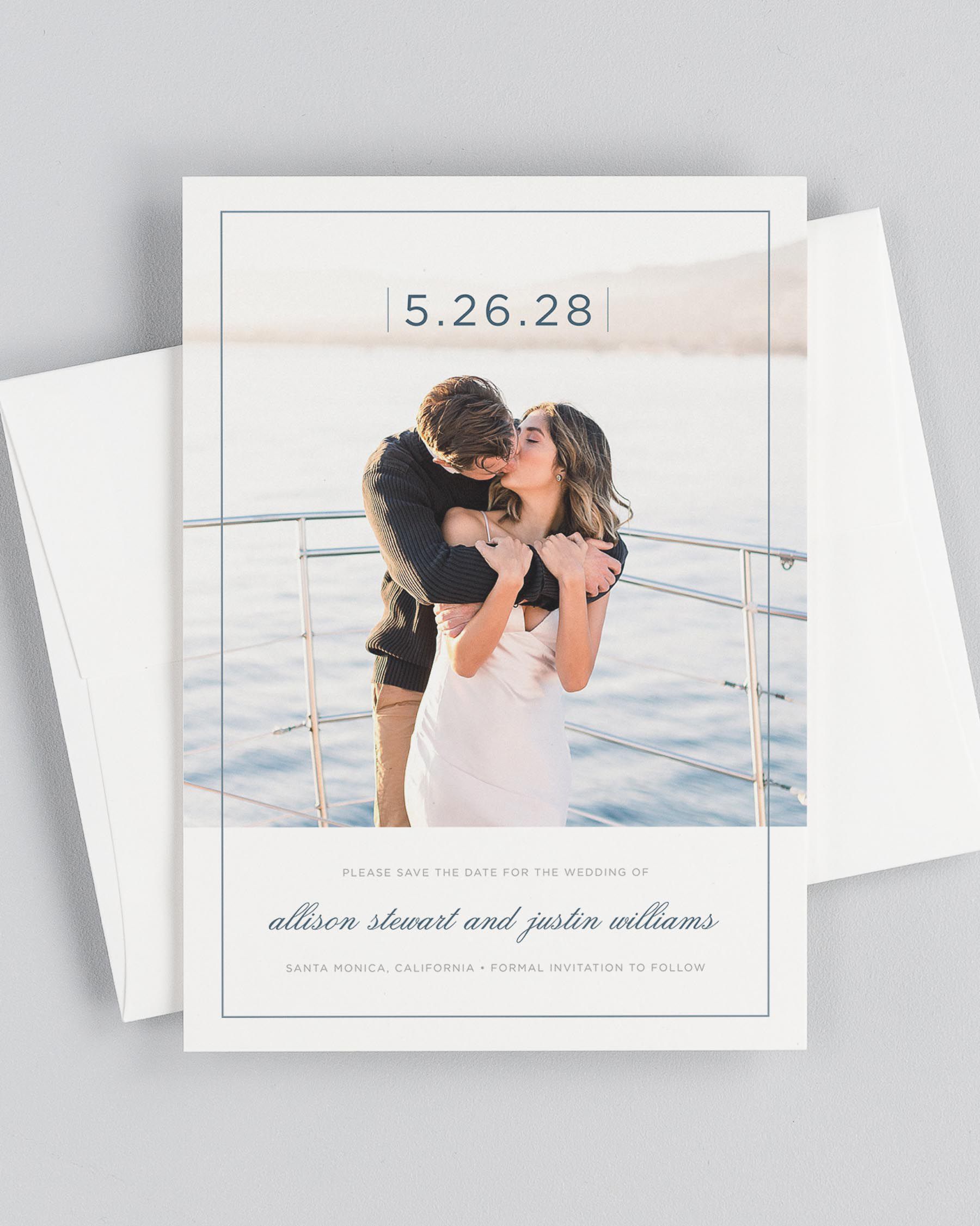 Sophisticated Modern Photo Save the Date with Envelope