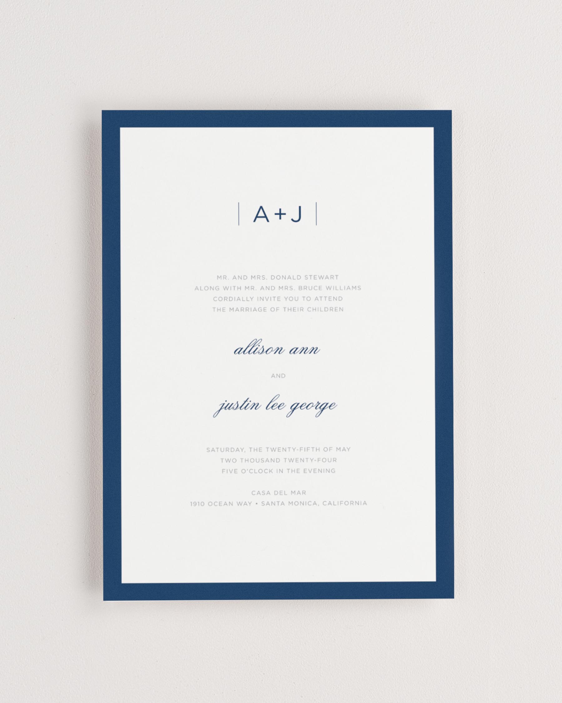 Simple close-up of Sophisticated Modern invitation.