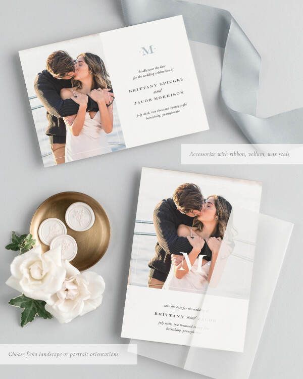 Upscale Monogram Photo Save the Dates