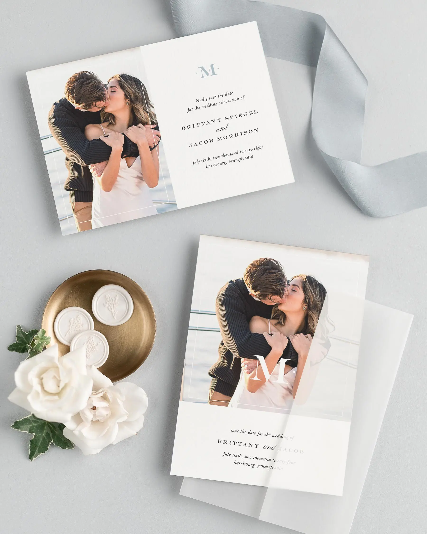 Upscale Monogram Photo Save the Dates