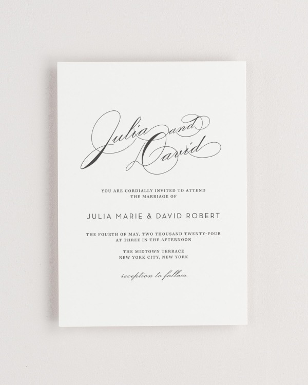 Simple close-up of Vintage Glam invitation.