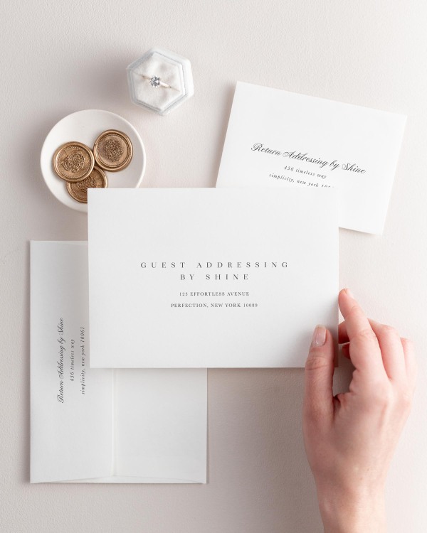 Dreamy close up shot of Zarah response cards. Deep impressions in the paper are a result of the letterpress printing process.