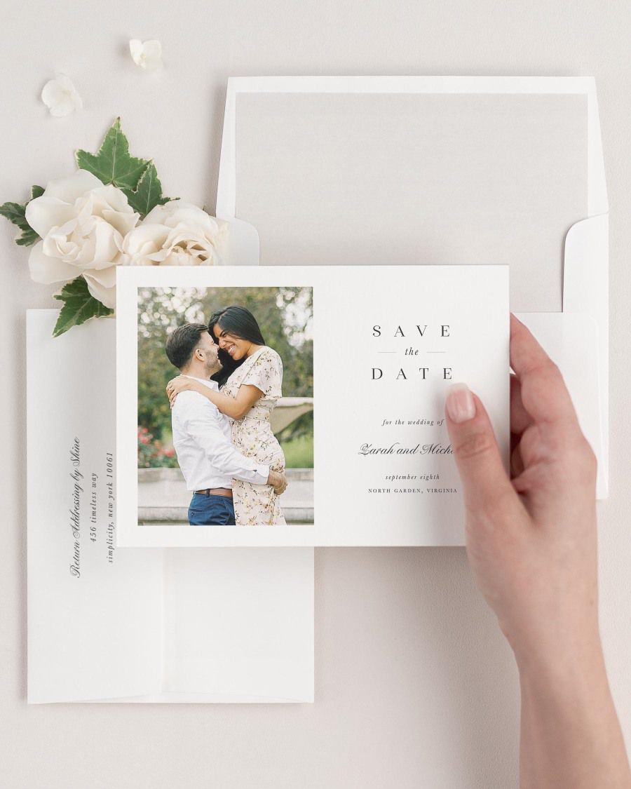 Zarah photo save the date card with envelope